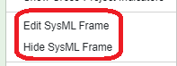 editing sysml frame options settings req diag