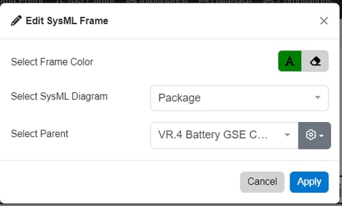sysml frame window req diag