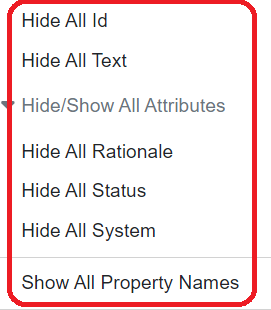 settings req diag hide/show constructs