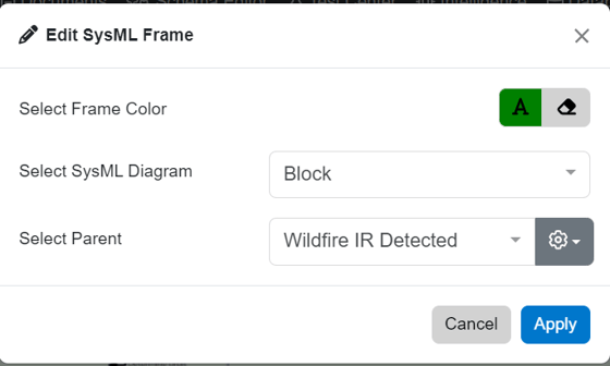 edit sysml frame window