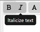italicize activty editing options