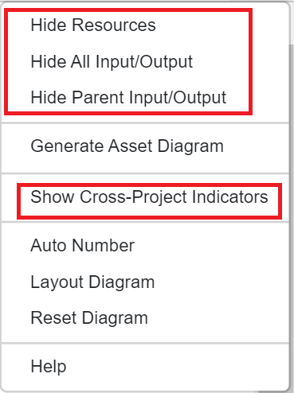 hide construct settings action diagram