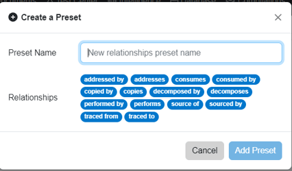 relationships window preset spider diagram