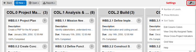 kanban board settings