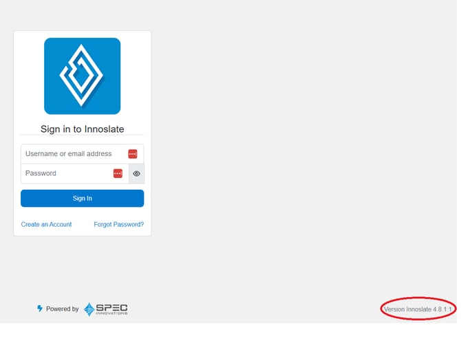login page version number-1