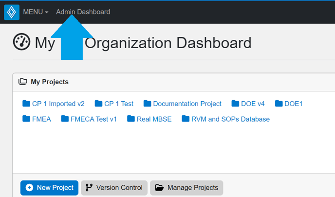 nav to admin dash