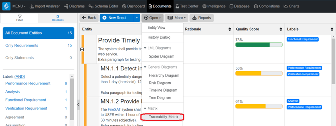 navigate to traceability matrix