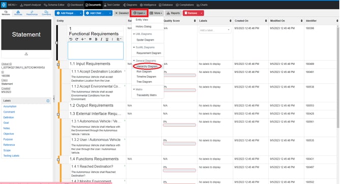 open dropdown docs view