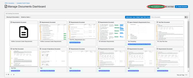 save dashboard layout documents dashboard
