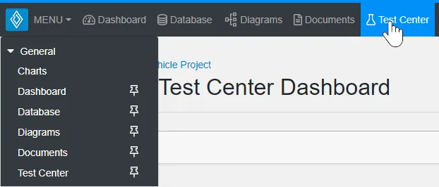 select test center on nav bar